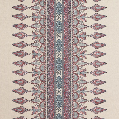 Thibaut Akola Stripe Fabric in Raspberry & Blue on Natural
